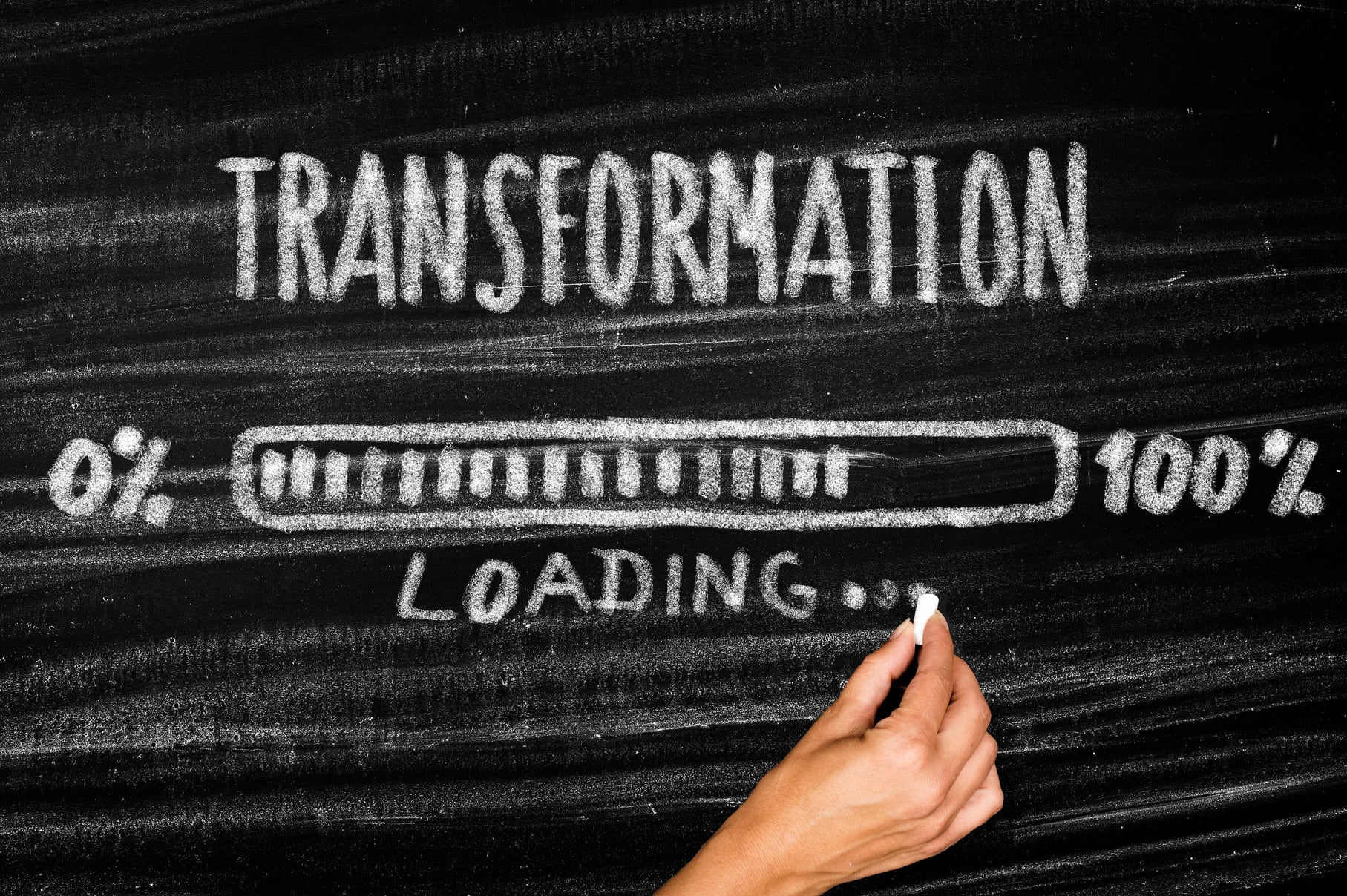 Transformation concept on blackboard